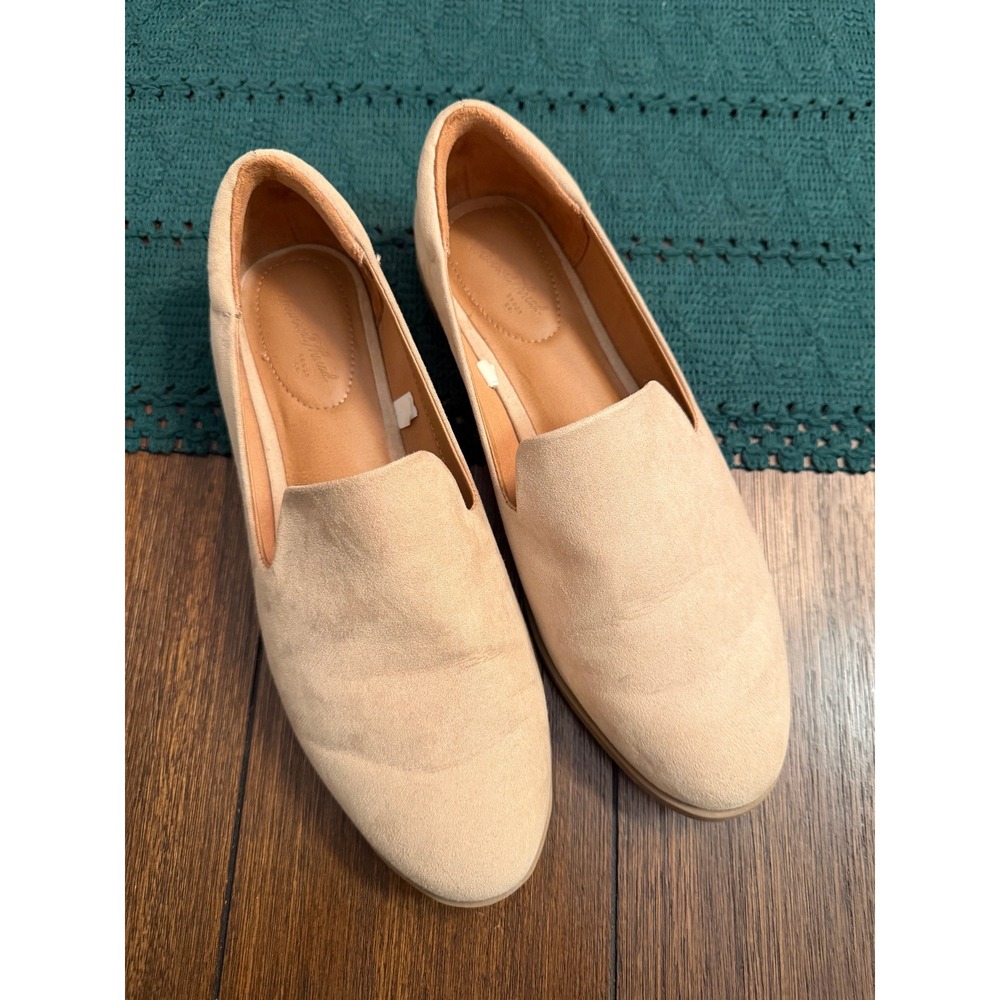 Universal Thread Womens Tan Faux Suede Pointed Toe Loafers Slip On Flats 7.5